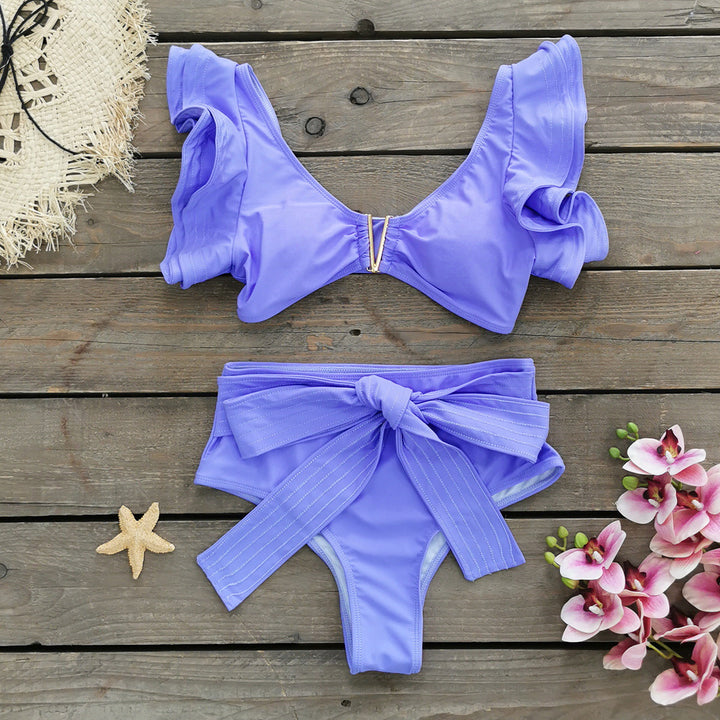 Dame bikini sæt med flæser og høj talje Stilla