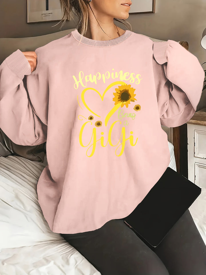 Kvinders sweatshirt med voluminøse ærmer og muntert motiv Stilla