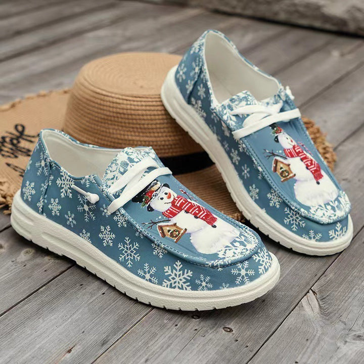 Dame Sneakers med vinterligt snemandsmotiv og skridsikker sål Stilla