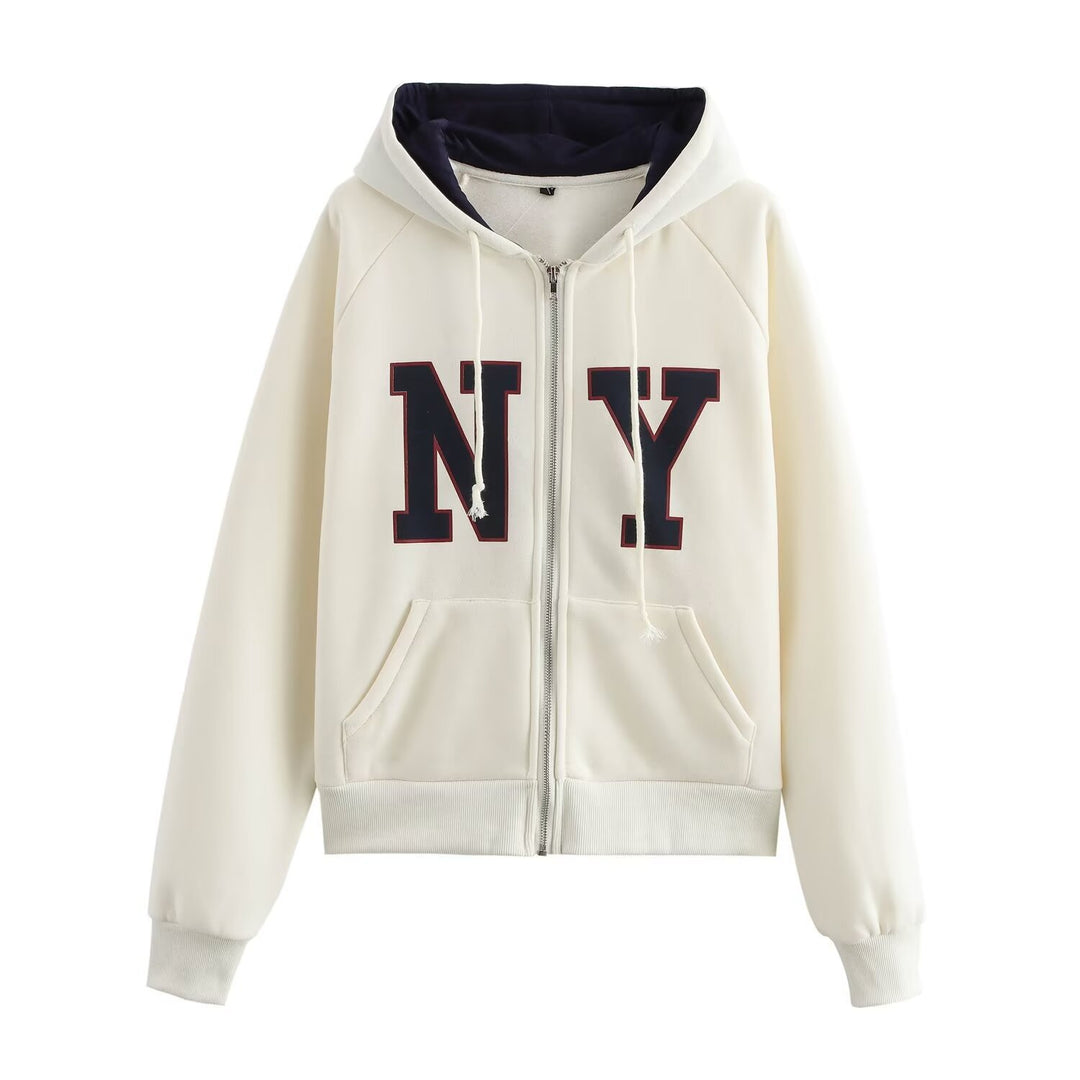 Femme Zip-Up Hoodie med grafikdesign Stilla
