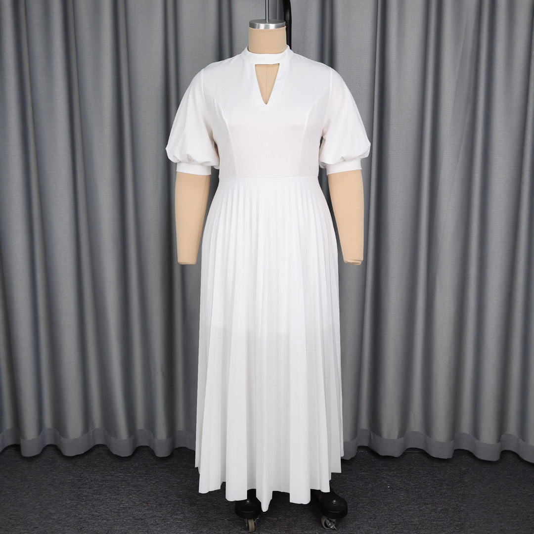 Dame elegant maxikjole med plisseret nederdel og modeshovedudskæring Skovae