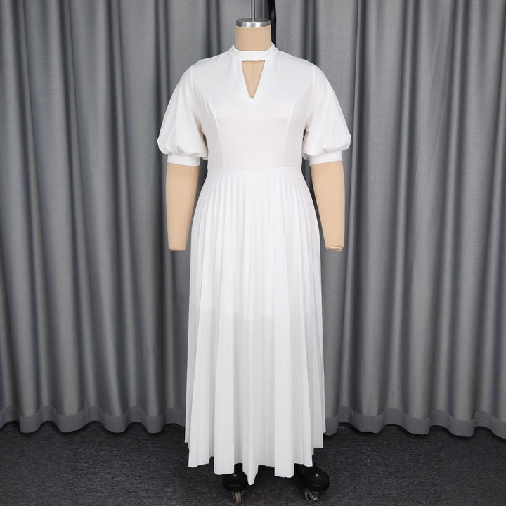 Dame elegant maxikjole med plisseret nederdel og modeshovedudskæring Skovae