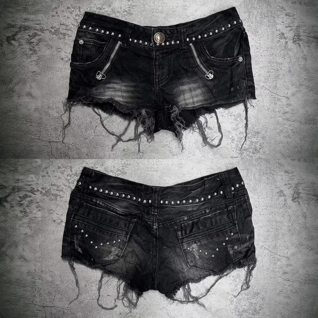 Dame Modeødelagt Denim-Shorts med Nitter Skovae