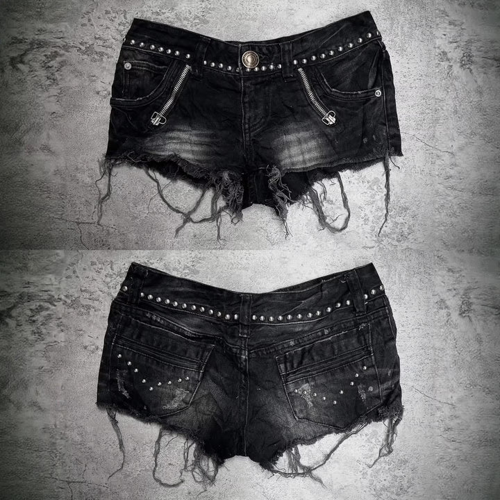Dame Modeødelagt Denim-Shorts med Nitter Skovae