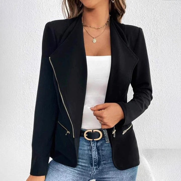 Damer nan skræddersyet jersey-blazer med asymmetriske dekorative lynlåse Skovae