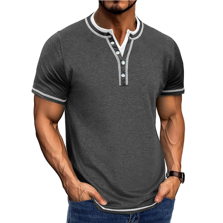 Herrer Kortærmet Henley-shirt med elegant knapliste og behagelig pasform Stilla