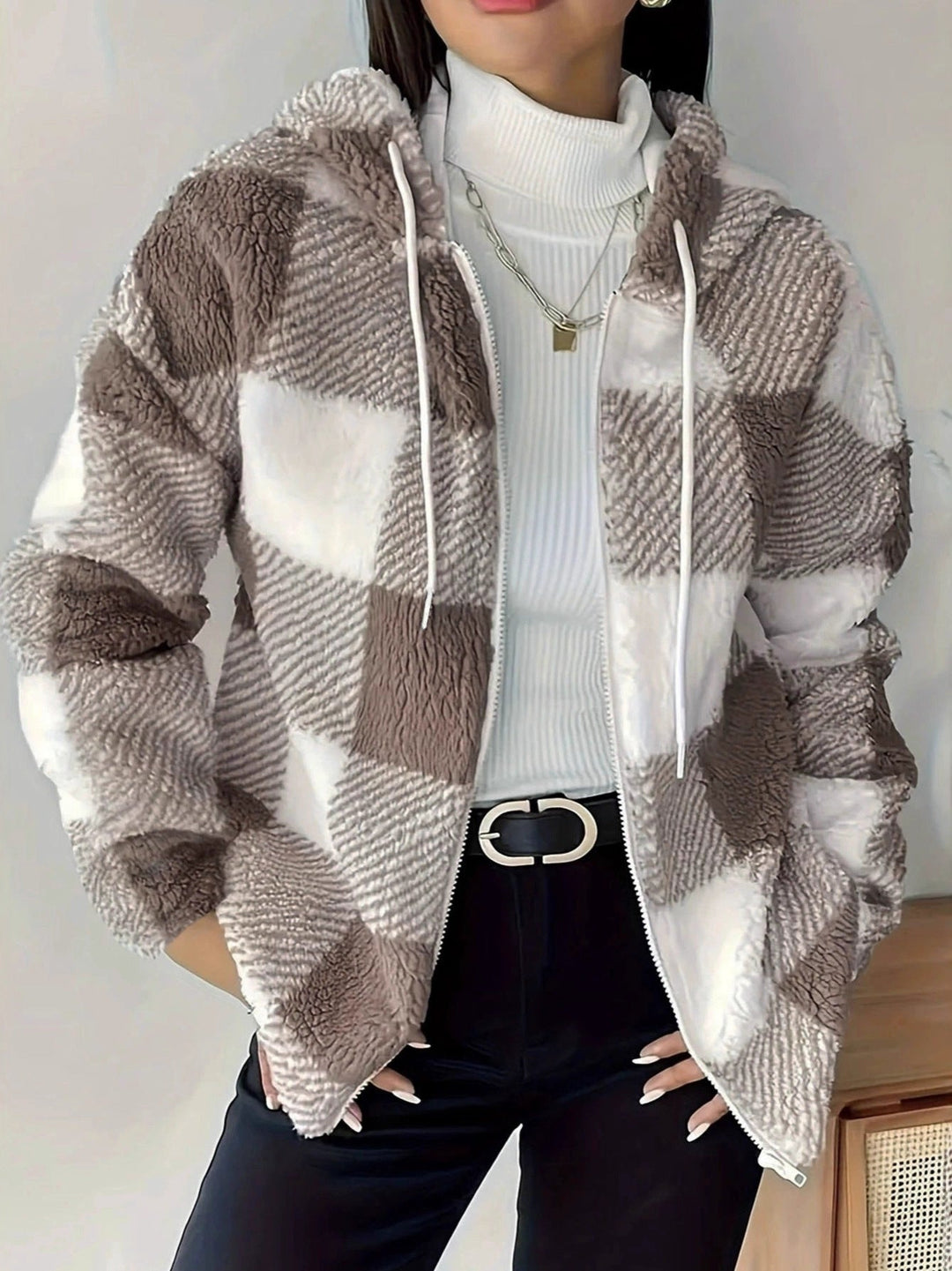 Skovae | Ternet Teddy Hoodie Jakke Warm og Komfortabel til Vinteren