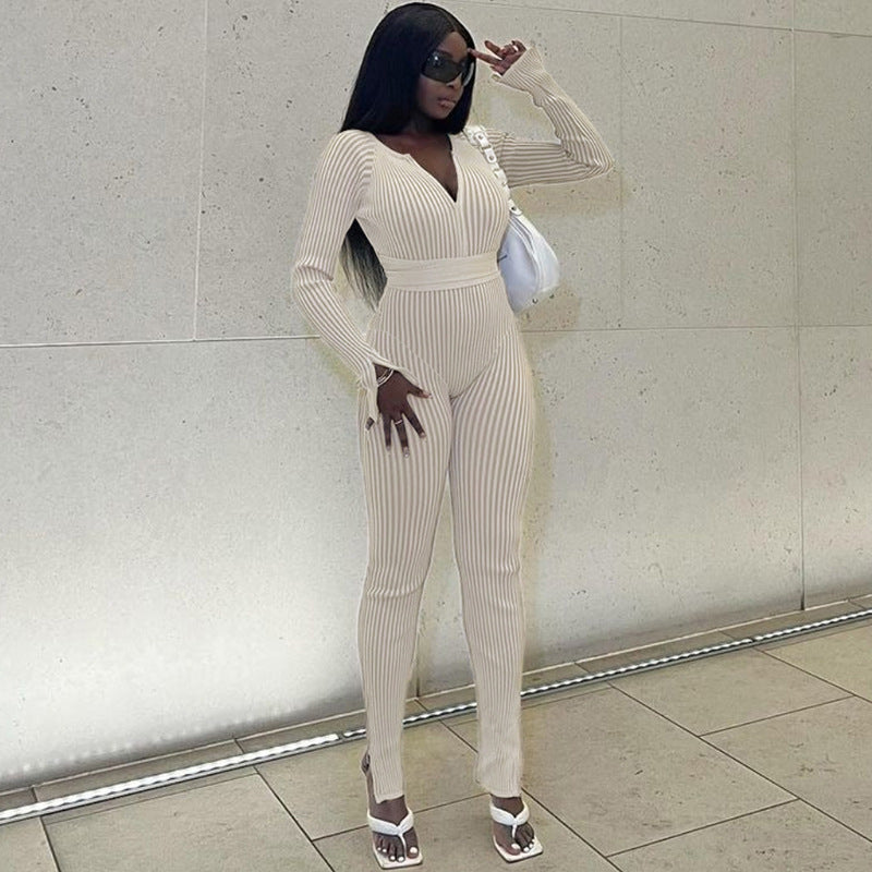 Damer Elegant Jumpsuit med gennemsigtige ærmeløsninger og figurtilpasset snit Stilla
