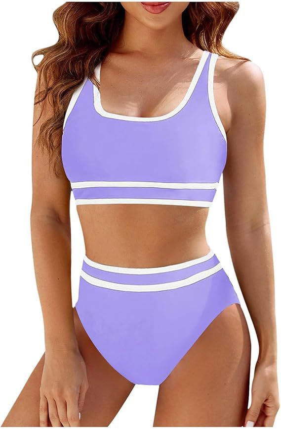 Dame Sporty Bikini-sæt med højtskaffet underdel og brede stropper Stilla