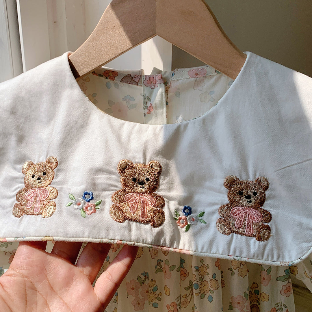 Pige Legesyg Floral Bamse A-linje Kjole Stilla