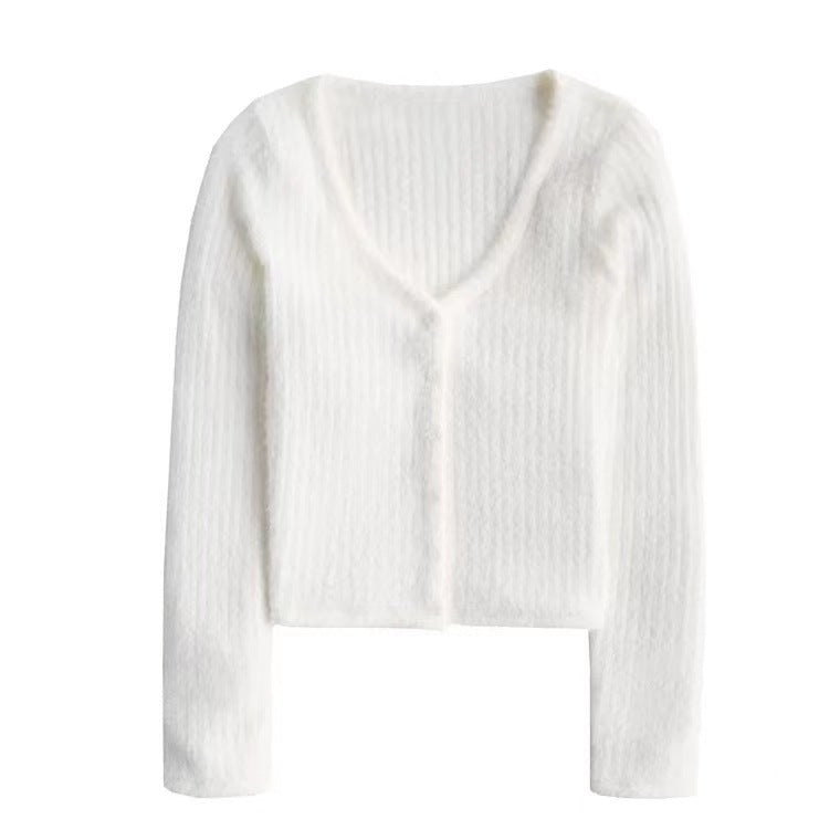 Dame mode cardigan med V-hals og knaplukning Stilla