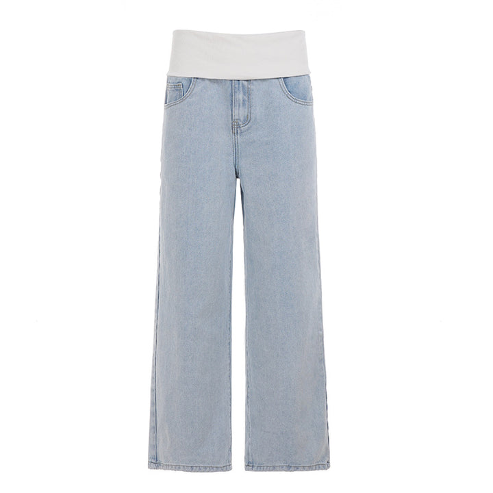 Dame Løs siddende jeans med høj talje og elastisk komfort Skovae
