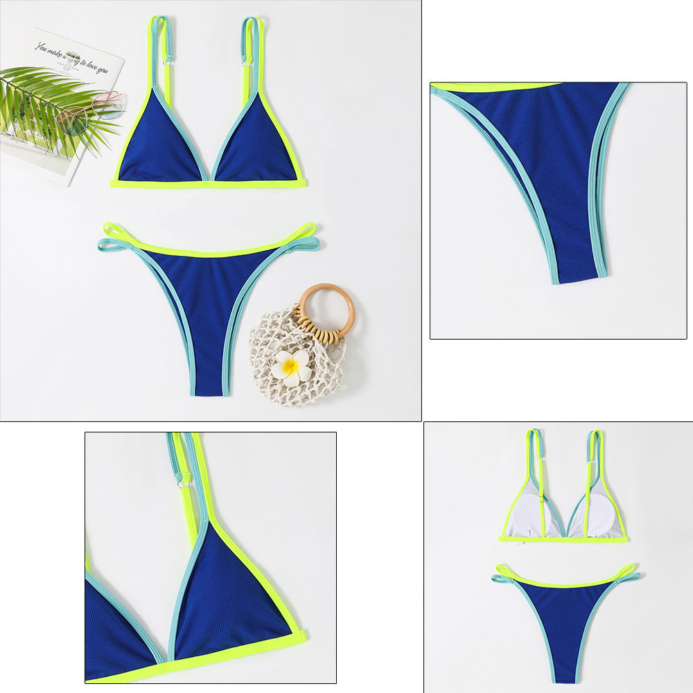 Dame Triangel-Bikini-Sæt med kontrasterende accenter og justerbare stropper Stilla