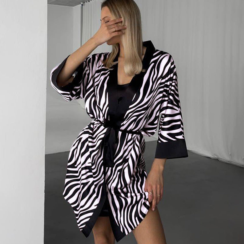 Dame luksus Kimono med Zebra-print Stilla