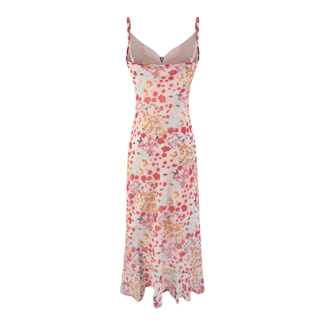 Dame spaghetti strop kjole med floral mønster og elegant snit Stilla