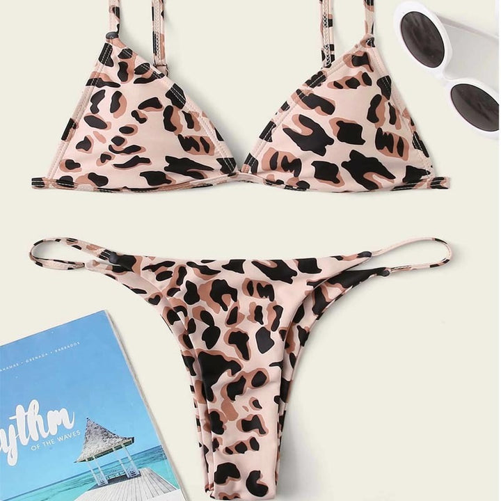 Dame triangel-bikini med spændende leopard-design Skovae