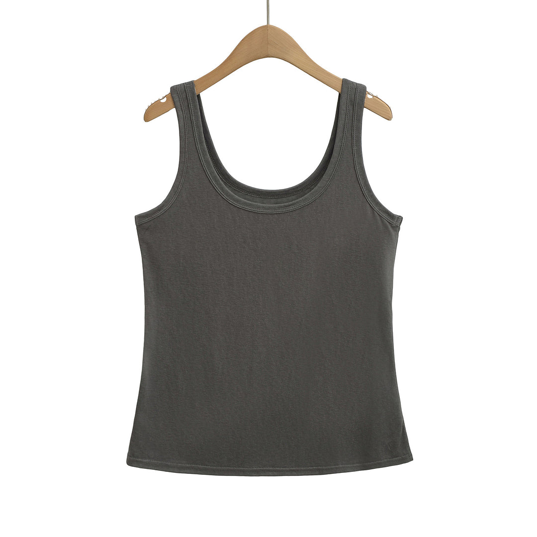Dame ærmeløs tanktop i åndbart bomuldsblandingsmateriale med blød greb og tætsiddende snit Stilla