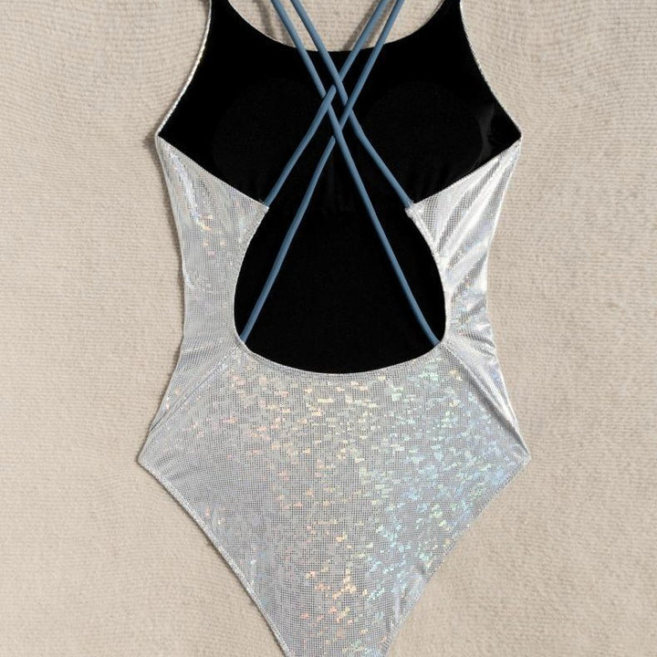 Dame one-piece badedragt med glitrende netdesign Skovae