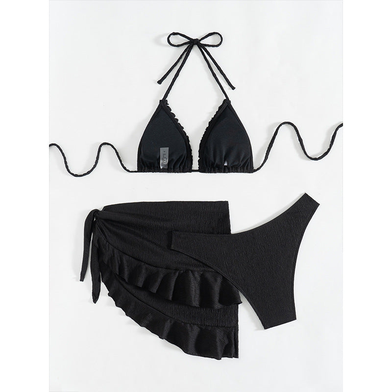 Dame Rynkefri Trekant-Bikini-Sæt med Wrap Skirt Stilla