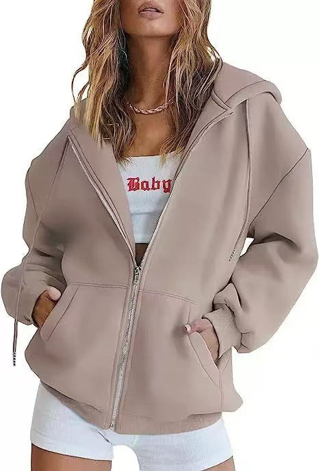 Dame oversized hoodie jakke med praktiske lommer Skovae