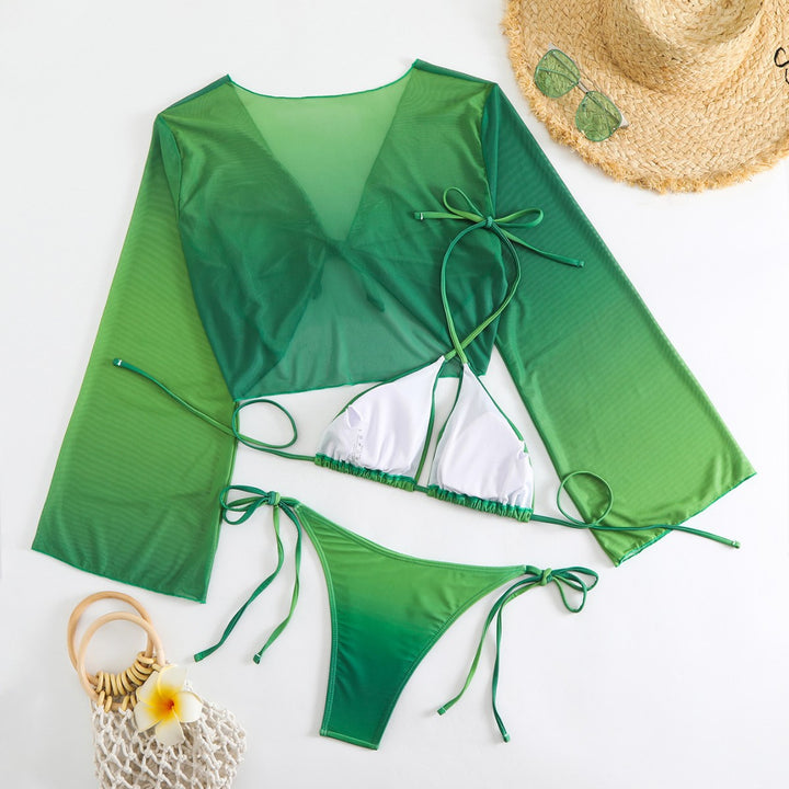Femme Trekantet Bikini-sæt med dybt binding top Stilla