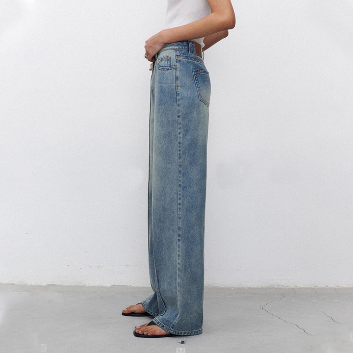 Dame brede jeans med høj talje og sidelommer Stilla