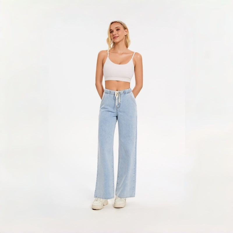 Dame brede jeans med elastisk talje og afslappet pasform Skovae