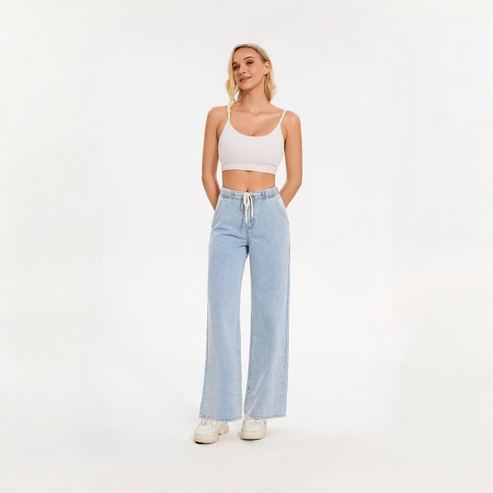 Dame brede jeans med elastisk talje og afslappet pasform Skovae