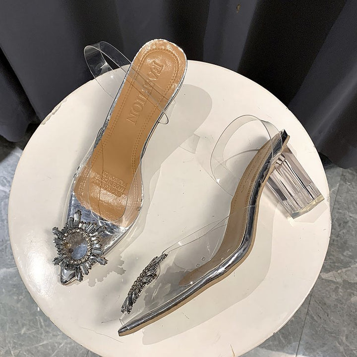 Dame Elegante Slingback-pumps med gennemsigtigt overmateriale og funkende smykkedetalje Stilla