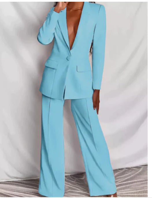 Dame Elegant Blazer med dyb V-udskæring og figursyet silhuet Stilla