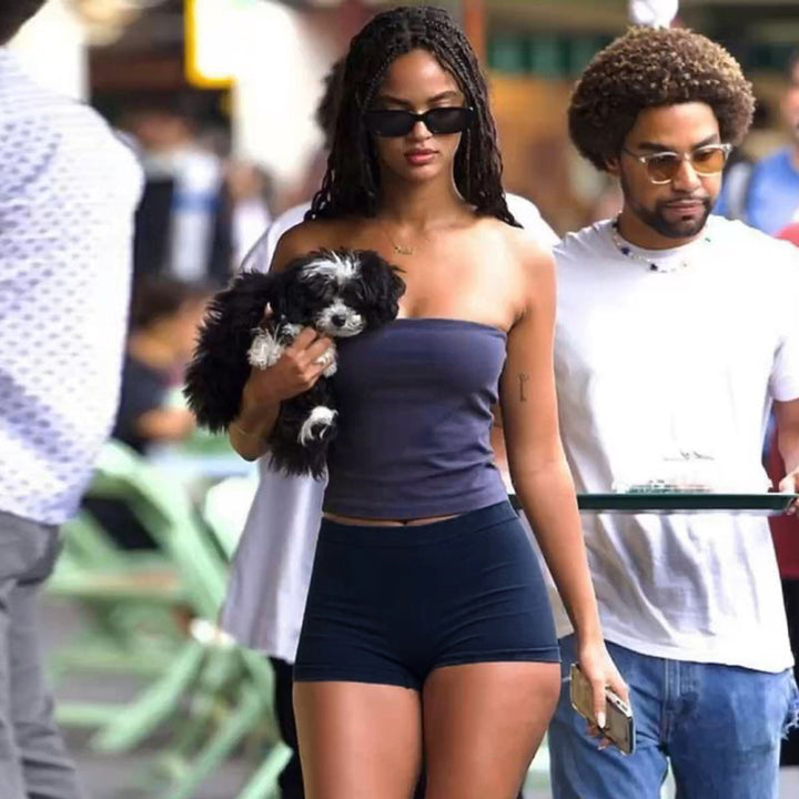 Damen Bandeau-Badeanzug mit Shorts Skovae