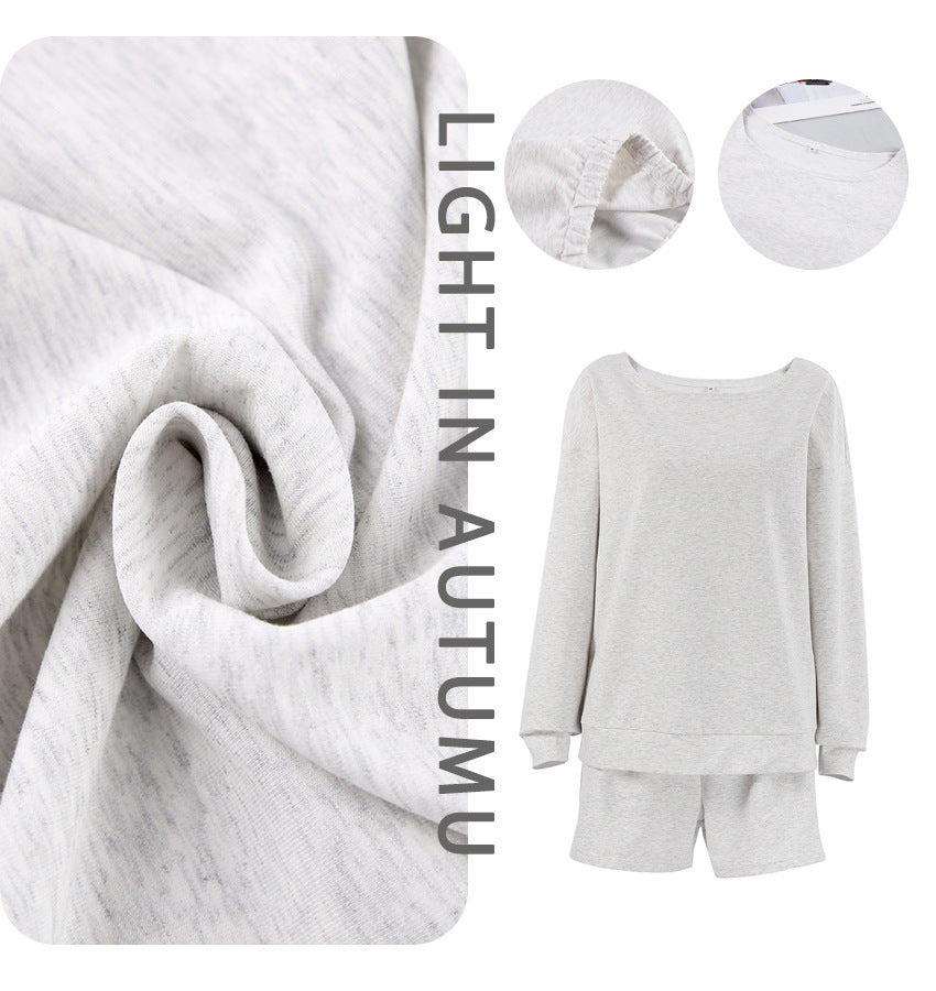Damer Sporty sæt bestående af oversized sweatshirt og shorts med bredtalje Stilla