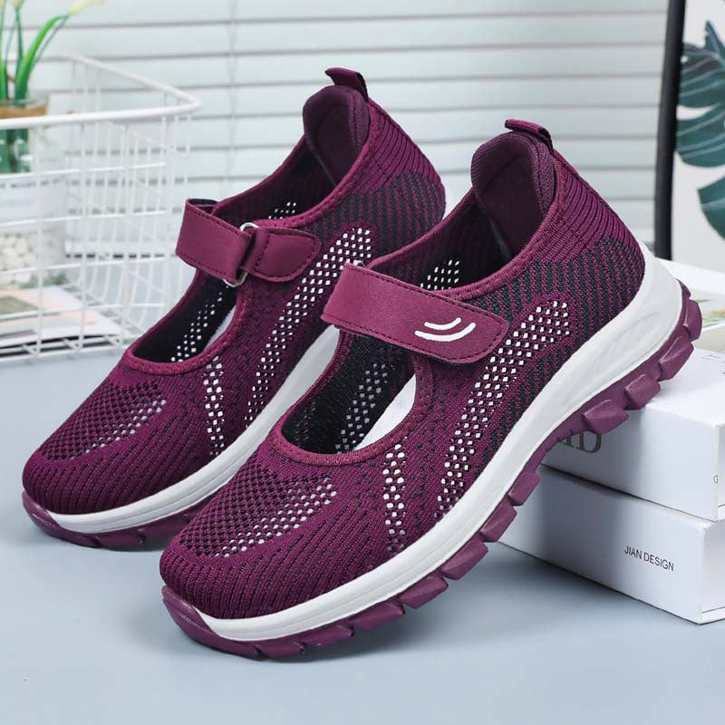 Dame Sportliche Slip-On Sneakers med Justerbar Rem og Åndbar Overfladestruktur Skovae