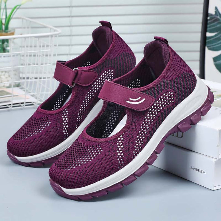 Dame Sportliche Slip-On Sneakers med Justerbar Rem og Åndbar Overfladestruktur Skovae