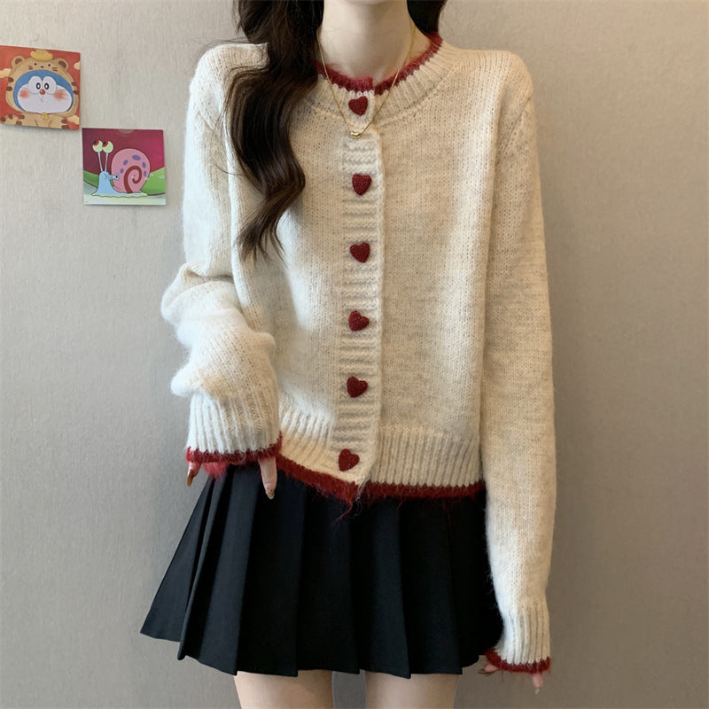 Damer cardigan med hjerteknapper Stilla
