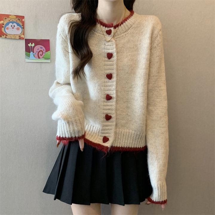 Damer cardigan med hjerteknapper Stilla