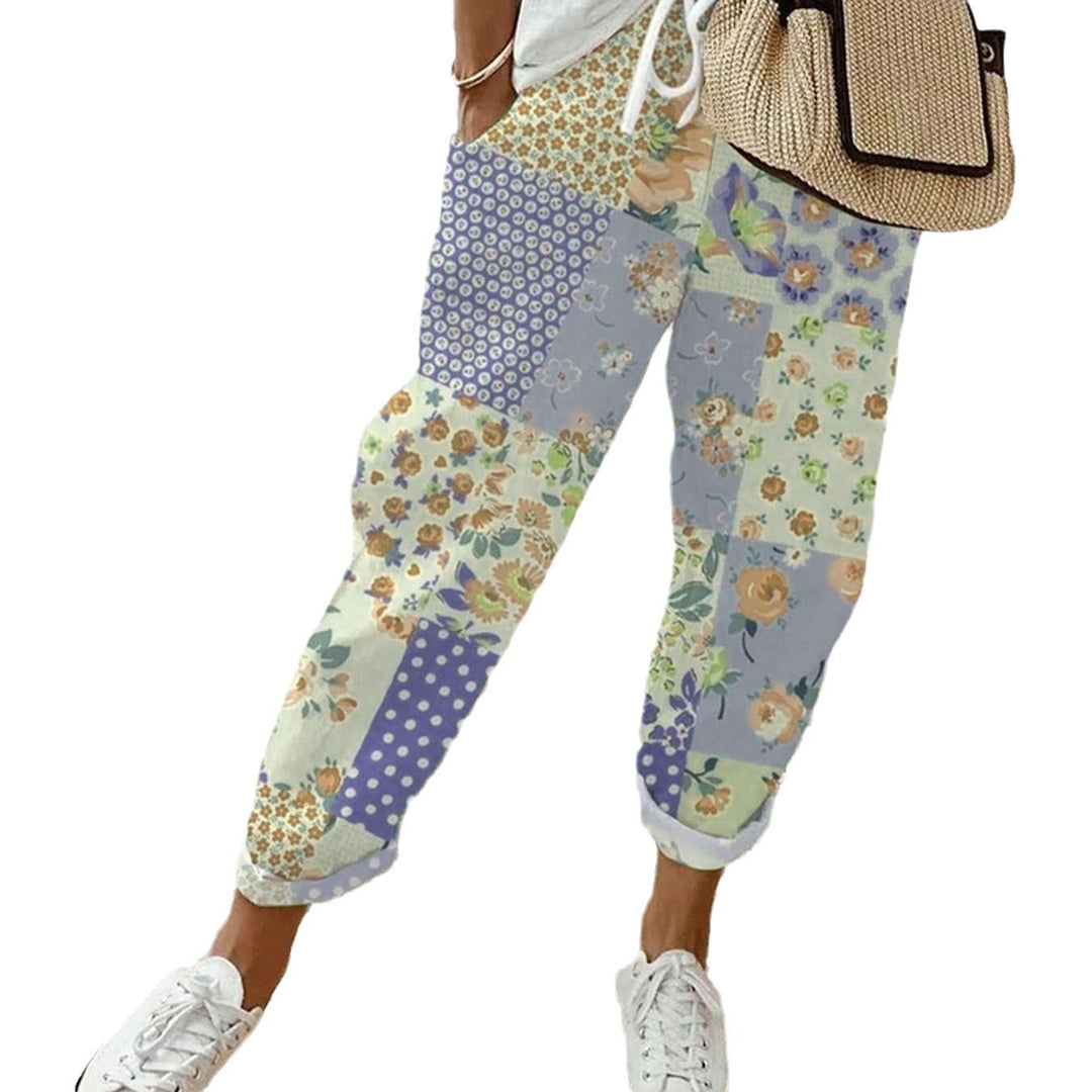 Dame Patchwork Blomster Joggingbukser Stilla