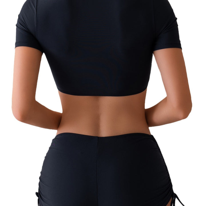 Dame sporty bikini sæt med rynket top og shorts Stilla