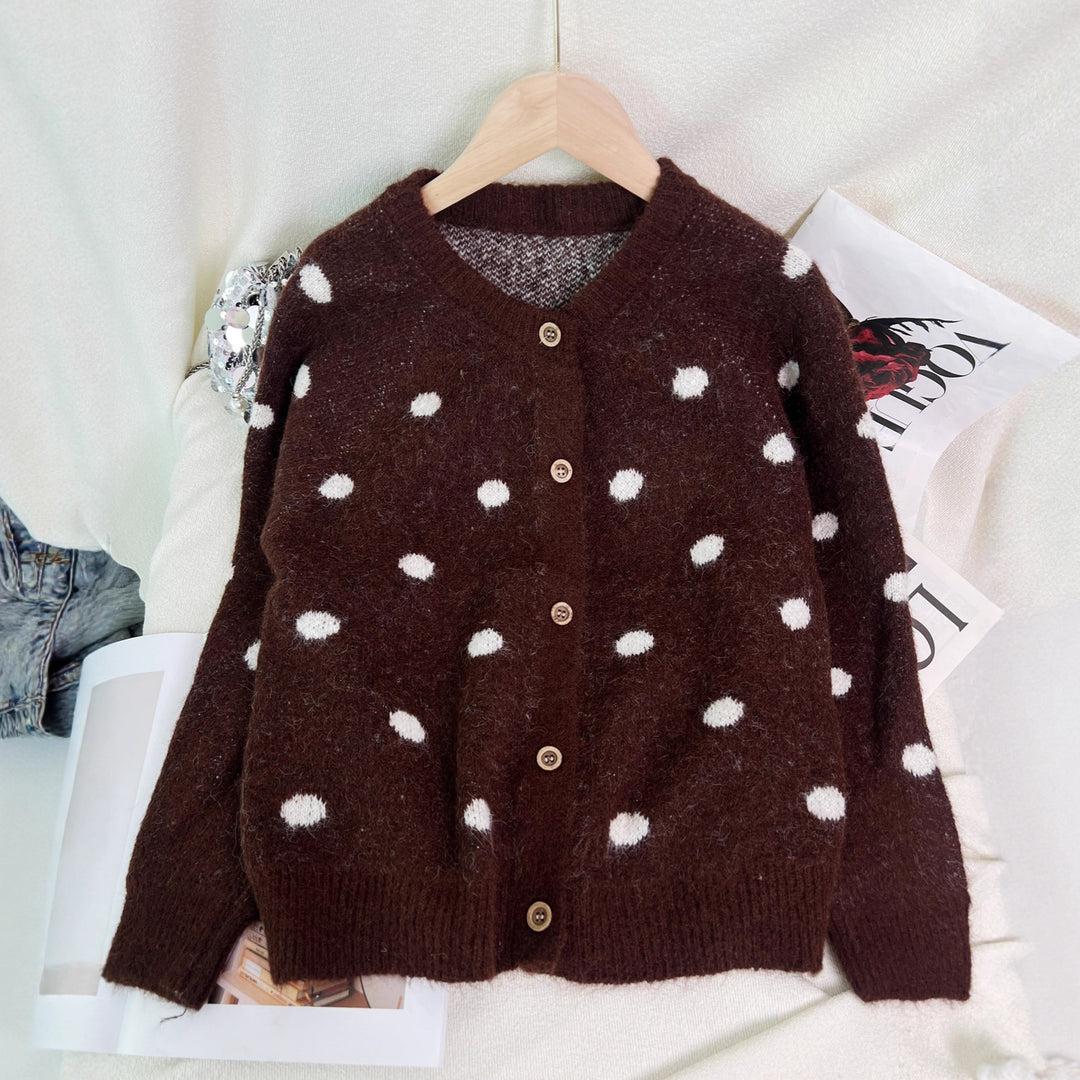 Kvinders hyggelige cardigan med prikker Stilla