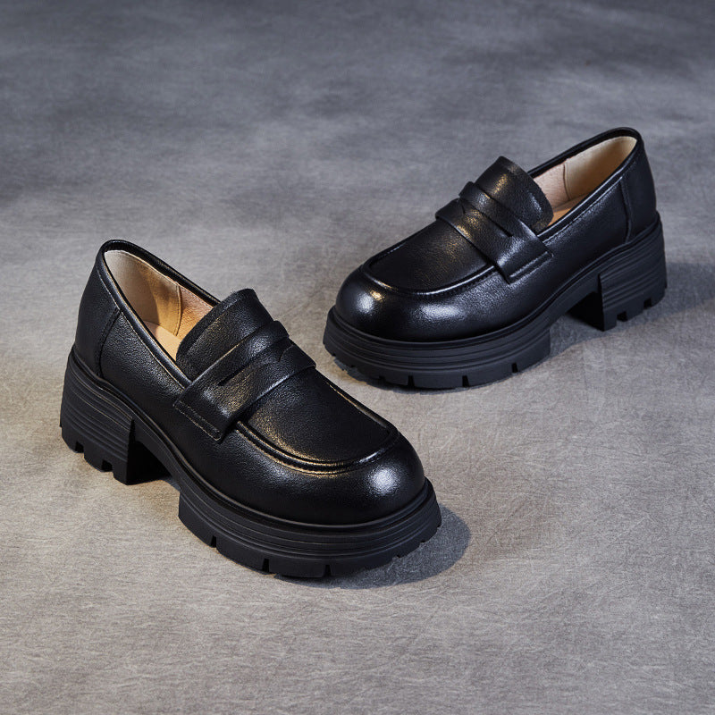 Dame Chunky Lug-sål Loafers med dekorativ rem Stilla