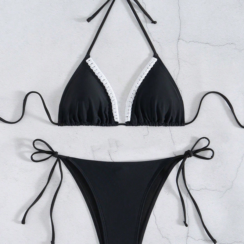 Dame Triangel-Bikini med kontrasterende Flæser Stilla