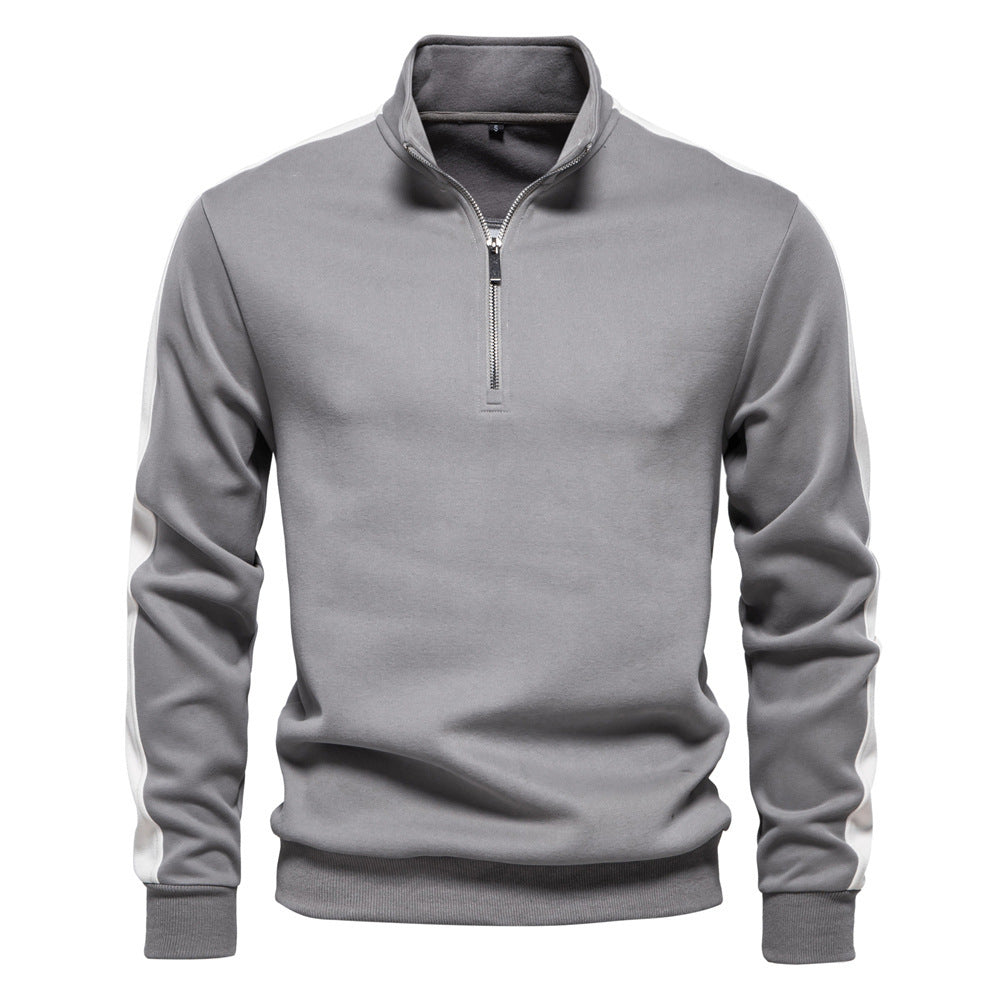 Herrer nan ståkrave-pullover med kort lynlås og kontrast sidebånd Skovae