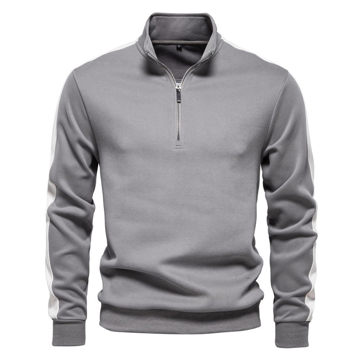 Herrer nan ståkrave-pullover med kort lynlås og kontrast sidebånd Skovae