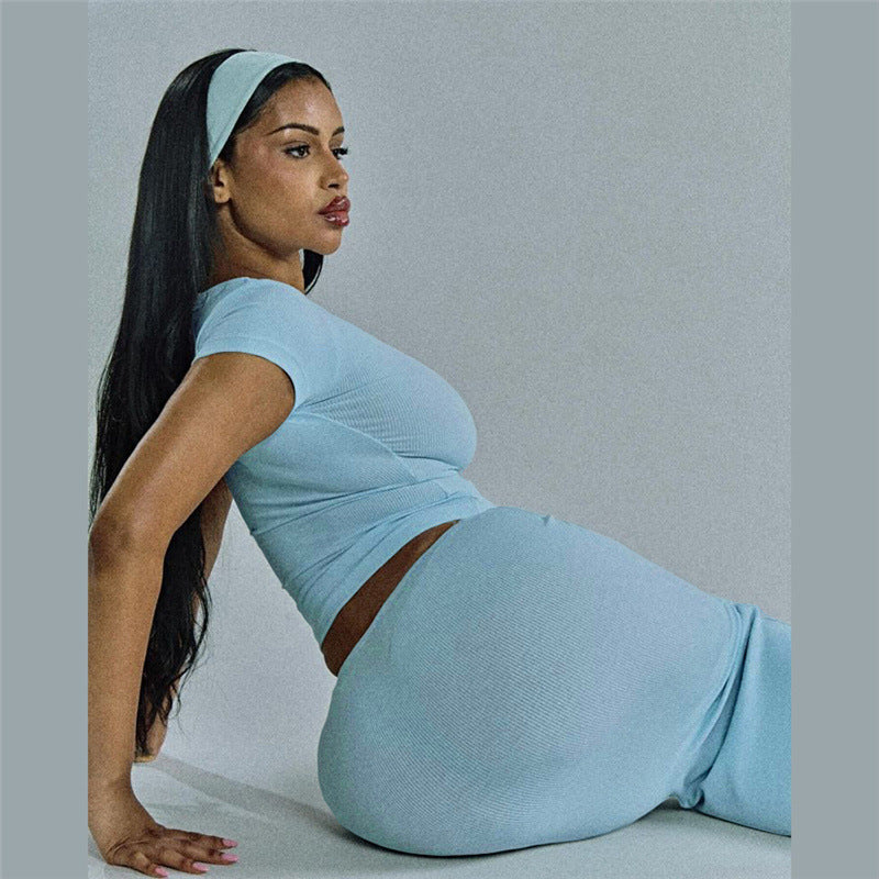 Dame Maxi-nederdel sæt med tætsiddende crop-top og smal kant Stilla