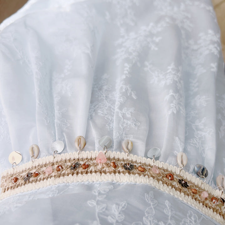 Dame Maxi Kjole med elegante Puffærmer og fint Spidsmønster Stilla