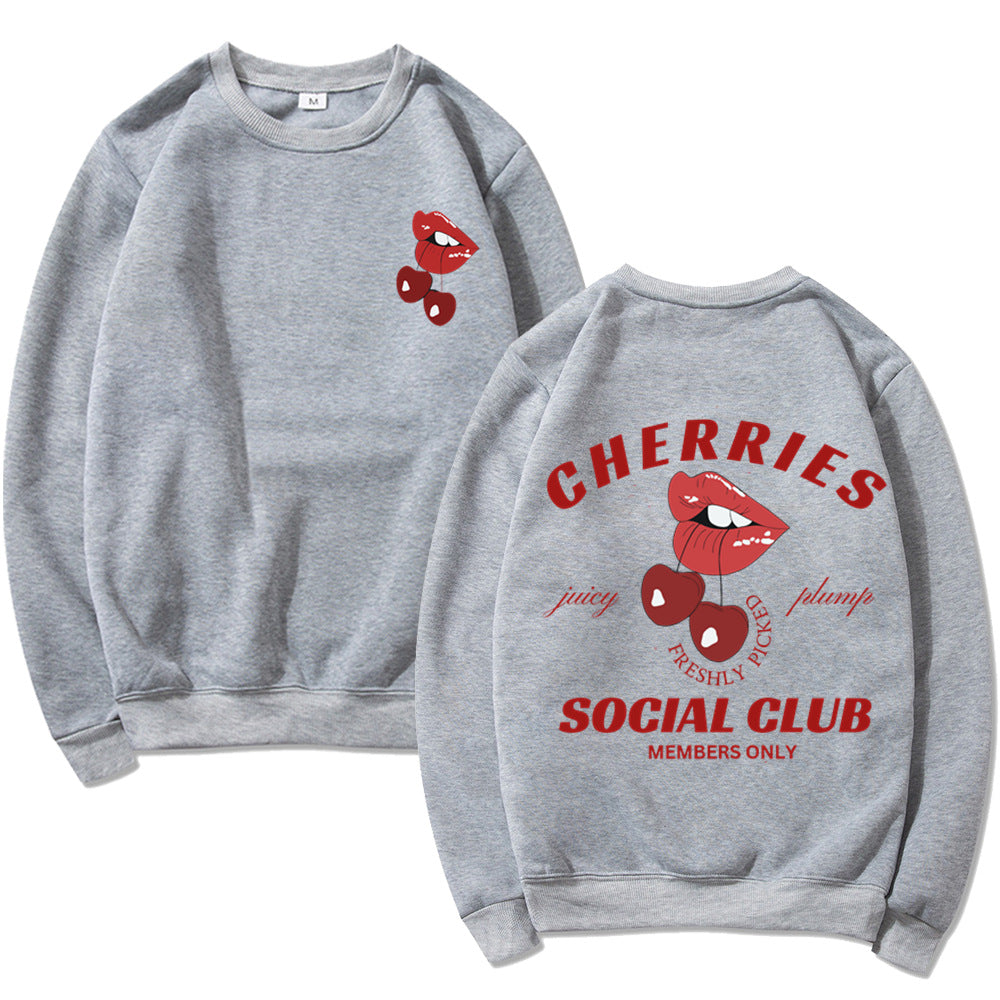 Kvinders sweatshirt med kreativt frugt- og munddesign Stilla