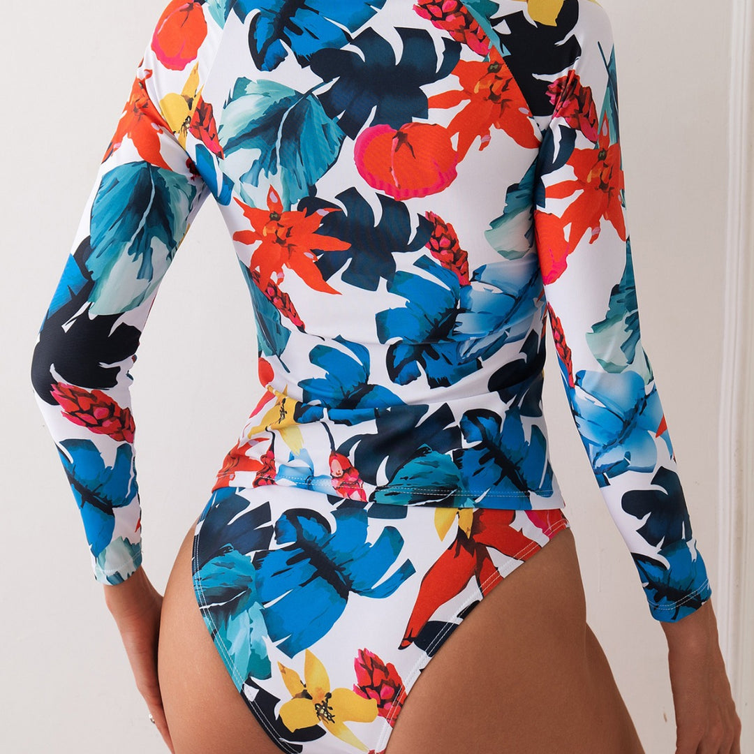 Dame Langærmet Blomster Rashguard Sæt Stilla