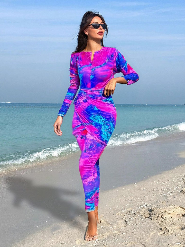 Dame Sporty Langærmet Badedragt med Figurformende Design Skovae
