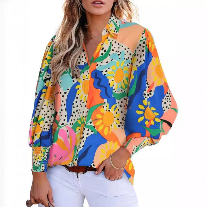 Dame Floral Print Button-Up Bluse Stilla