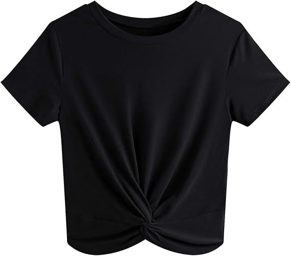 Dame kortærmet T-shirt med knude og elastisk stof Stilla